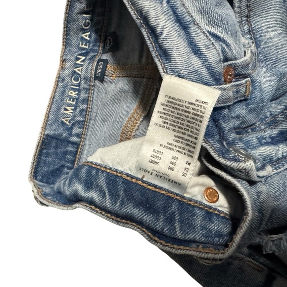 American Eagle High Rise Baggy Straight Jeans Distressed Women's Size 000 Shirt - Picture 5 of 7